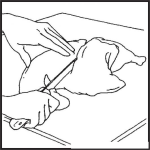 Dibujo para colorear Pollocrudo Dibujo De Manos Deshuesando Un Pollo Para Pintar Y Colorear Piezas De Pollo