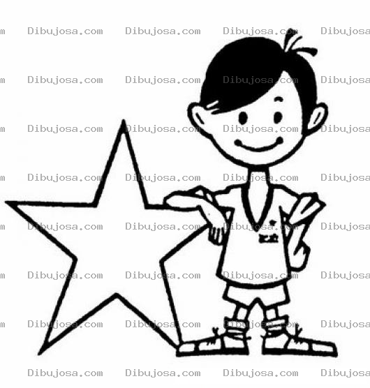 Dibujo para colorear Ninoestrella Dibujo De Nino Estrella Para Pintar Y Colorear A Un Nino Con Una Estrella Gigante