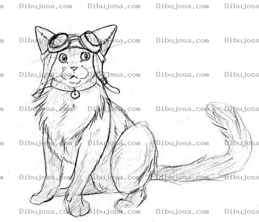 Dibujo para colorear Gatoaviador Dibujo De Gato Aviador Para Pintar Y Colorear