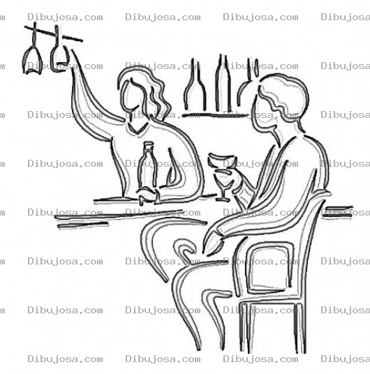 Dibujo para colorear Chica Bar Tender Para Pintar Y Colorear