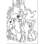Dibujo para colorear La Dama Y El Vagabundo Con Sus Hijos Para Pintar Y Colorear Dama Y Bagavundo