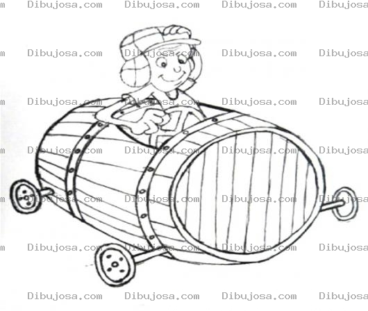 Dibujo para colorear Dibujo Del Chavo Del 8 En Un Carro Bariil Para Pintar Y Colorear Barrilmovil