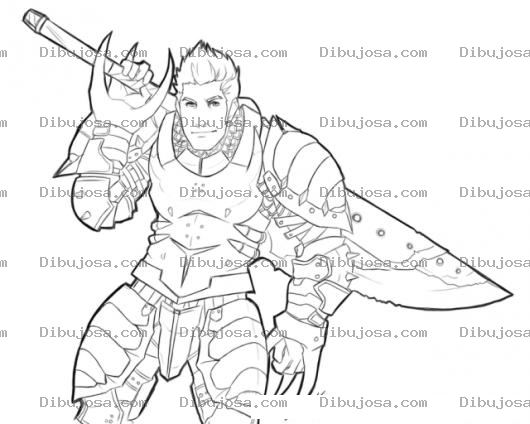 Dibujo para colorear Espada Gigante Dibujo De Un Guerrero Con Una Espadagigante Para Pintar Y Colorear Espadota Con Forma De Cuchillo Grandote