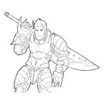Dibujo para colorear Espada Gigante Dibujo De Un Guerrero Con Una Espadagigante Para Pintar Y Colorear Espadota Con Forma De Cuchillo Grandote