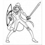 Dibujo para colorear Dibujo De Guerrero Flaco Con Escudo Y Espada Para Pintar Y Colorear