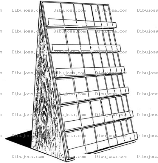 Dibujo para colorear Dibujo De Un Estante De Revistas Para Pitar Y Colorear