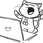 Dibujo para colorear Gatolaptop Dibujo De Gato Con Laptop Para Pintar Y Colorear Gatito Con Una Notebook Marca Cat
