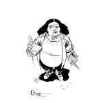 Dibujo para colorear Dibujo De Gordo Gloton Enojado Amenazando Con Un Dedo Para Pintar Y Colorear Comida Chatarra