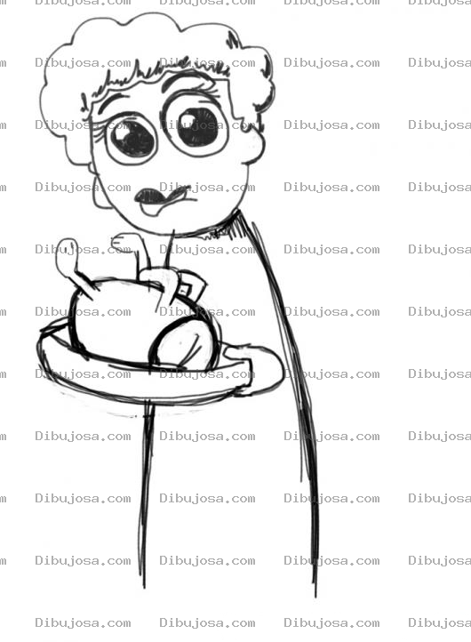 Dibujo para colorear Dibujo De Abuelita Con Conejo Horneado Para Pintar Y Colorear