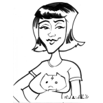 Dibujo para colorear Blusa De Gato Dibujo De Una Mujer Con Una Blusa De Gatito Para Pintar Y Colorear Chica De Pelo Corto