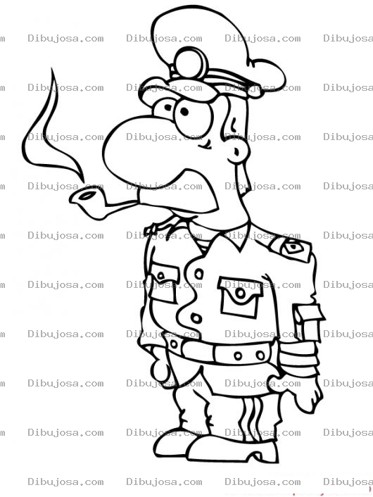 Dibujo para colorear Militar Con Pipa Dibujo De Un General Fumando Pipa Para Pintar Y Colorear
