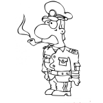 Dibujo para colorear Militar Con Pipa Dibujo De Un General Fumando Pipa Para Pintar Y Colorear