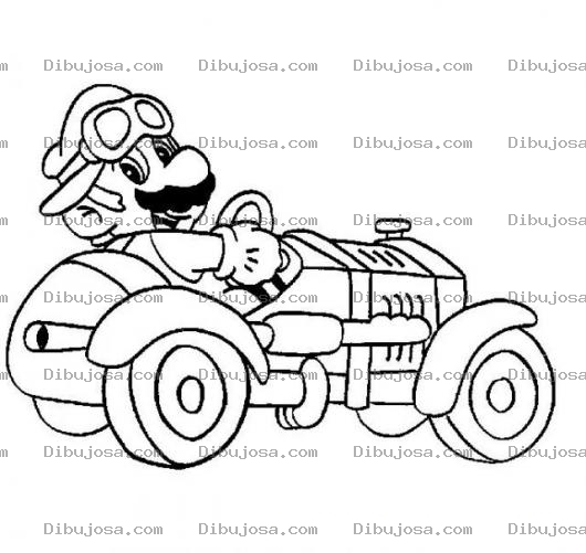 Dibujo para colorear Mariokart Dibujo De Mario Bros En Carro Para Pintar Y Colorear El Carrito De Mariobros que puedes jugar gratis en mariobrosgames.info