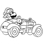 Dibujo para colorear Mariokart Dibujo De Mario Bros En Carro Para Pintar Y Colorear El Carrito De Mariobros que puedes jugar gratis en mariobrosgames.info