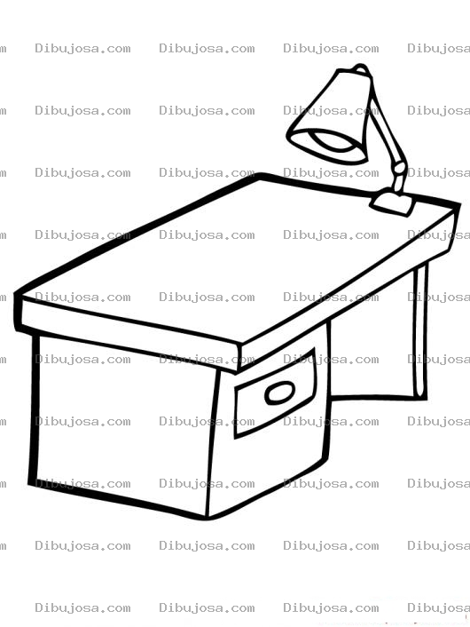 Dibujo para colorear Escritoriodeestudiante Dibujo De Escritorio Con Lampara Para Pintar Y Colorear