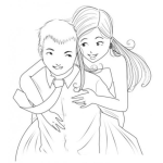 Dibujo para colorear Chineando A Tuto Dibujo De Un Novio Cargando A Su Novia En La Espalda Para Pintar Y Colorear el verbo guatemalteco de chinear a tuto