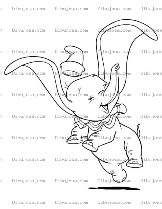 Dibujo para colorear Dibujo De Dumbo Saltando Y Bailando Para Pintar Y Colorear Dumbofeliz