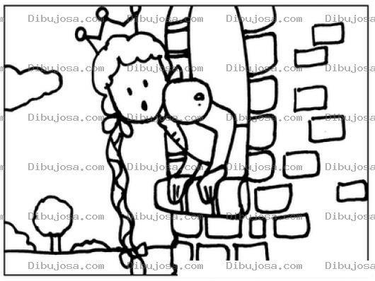 Dibujo para colorear Dibujo De La Princesa Rapunzel Para Pintar Y Colorear A La Princesita Rapunsel En Su Balcon Rapuncel Con Pelo Largo