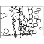 Dibujo para colorear Dibujo De La Princesa Rapunzel Para Pintar Y Colorear A La Princesita Rapunsel En Su Balcon Rapuncel Con Pelo Largo
