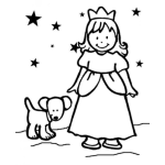 Dibujo para colorear Perrito Con Princesa Para Pintar Y Colorear Prinsecita Con Su Perrito