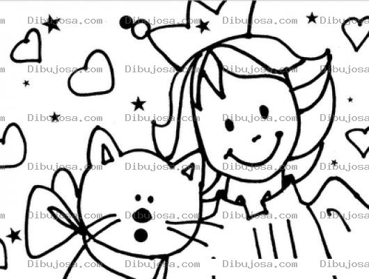 Dibujo para colorear Colorear Gatito Y Princesita