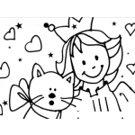 Dibujo para colorear Colorear Gatito Y Princesita