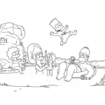 Dibujo para colorear Dibujo De Homero Y Su Familia Disfrutando Del Verano Para Pintar Y Colorear A Homerosimpson Y Su Familia En La Playa