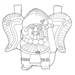Dibujo para colorear Dibujo Maya De Hombre con rejas de Elefante Para Pintar Y Colorear