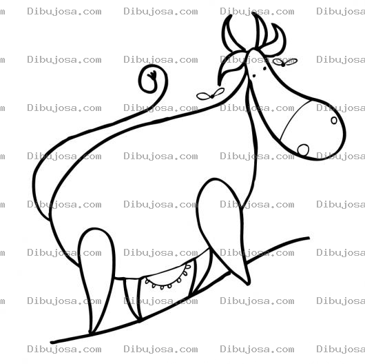 Dibujo para colorear Dibujo De Vaca Subiendo Pendiente Para Pintar Y Colorear Vaquita En Terreno Inclinado