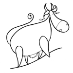 Dibujo para colorear Dibujo De Vaca Subiendo Pendiente Para Pintar Y Colorear Vaquita En Terreno Inclinado