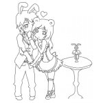 Dibujo para colorear Dibujo De Mesera Osita Con Su Novio Conejito Para Pintar Y Colorear