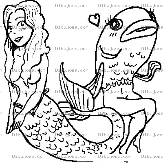 Dibujo para colorear Dibujo De Mujer Con Cuerpo De Pescado Y Pescado Con Cuerpo De Mujer Para Pintar Y Colorear Mujerpescado Y Pescadomujer