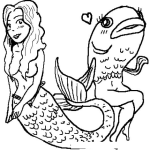 Dibujo para colorear Dibujo De Mujer Con Cuerpo De Pescado Y Pescado Con Cuerpo De Mujer Para Pintar Y Colorear Mujerpescado Y Pescadomujer