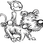 Dibujo para colorear Gato Sobre Perro Para Pintar Y Colorear