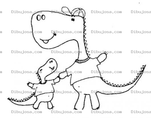 Dibujo para colorear Papa Dinosaurio Con Su Hijo Dinosaurito Para Pintar Y Colorear