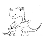 Dibujo para colorear Papa Dinosaurio Con Su Hijo Dinosaurito Para Pintar Y Colorear