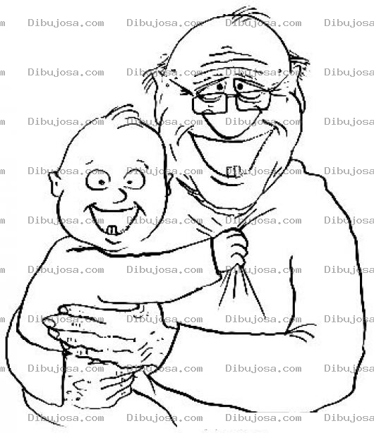 Dibujo para colorear Dibujo De Abuelo Y Bebe Identicos Ambos Con 2 Dientes Para Pintar Y Colorear