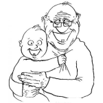 Dibujo para colorear Dibujo De Abuelo Y Bebe Identicos Ambos Con 2 Dientes Para Pintar Y Colorear