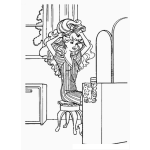 Dibujo para colorear Barbie frente al espejo