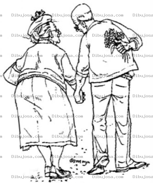 Dibujo para colorear Viejitos Enamorados Dibujo De Abuelita Y Abuelito Tomados De La Mano Caminando Juntos Para Pintar Y Colorear Viejito Amoroso Y Enamorado De Su Viejita