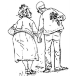 Dibujo para colorear Viejitos Enamorados Dibujo De Abuelita Y Abuelito Tomados De La Mano Caminando Juntos Para Pintar Y Colorear Viejito Amoroso Y Enamorado De Su Viejita
