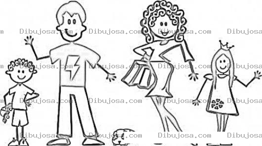 Dibujo para colorear Familiajoven Dibujo De Una Familia Joven Para Pintar Y Colorear Familia Moderna