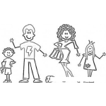 Dibujo para colorear Familiajoven Dibujo De Una Familia Joven Para Pintar Y Colorear Familia Moderna