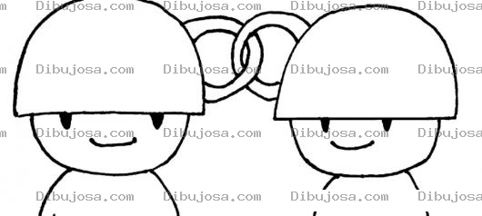 Dibujo para colorear Dibujo De Soldados Encadenados De Sus Cascos Para Pintar Y Colorear Hermanitos Con Casqutios De Tasitas