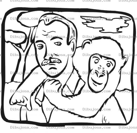 Dibujo para colorear Hombre Con Mono Dibujo De Un Hombre Cargando A Un Mico En La Espalda Para Pintar Y Colorear Defensor De Simios Simeos Y Orangutanes