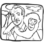 Dibujo para colorear Hombre Con Mono Dibujo De Un Hombre Cargando A Un Mico En La Espalda Para Pintar Y Colorear Defensor De Simios Simeos Y Orangutanes