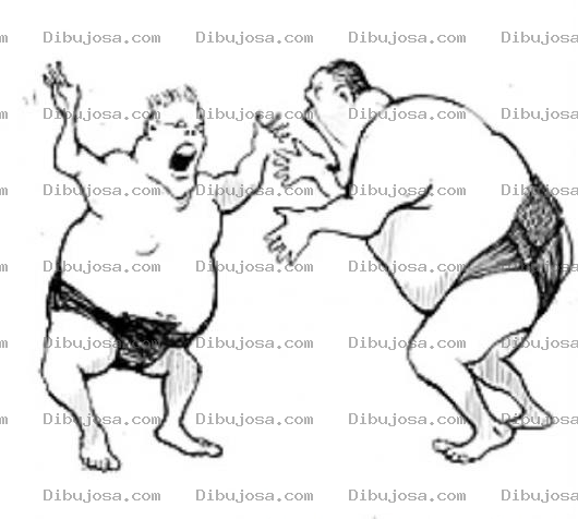 Dibujo para colorear Peleadesumo Dibujo De Dos Pleadores De Sumo Gordos Para Pintar Y Colorear Pelea De Gordos