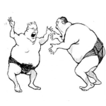 Dibujo para colorear Peleadesumo Dibujo De Dos Pleadores De Sumo Gordos Para Pintar Y Colorear Pelea De Gordos