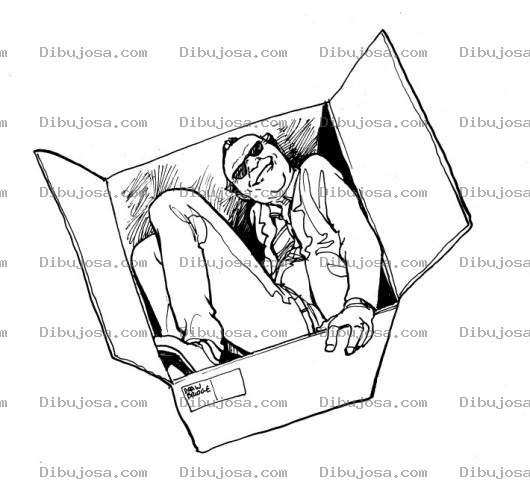 Dibujo para colorear Dibujo De Hombre Escondido En Una Caja Para Pintar Y Colorear