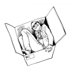 Dibujo para colorear Dibujo De Hombre Escondido En Una Caja Para Pintar Y Colorear